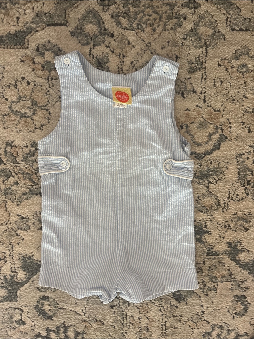 Blue Pinstripe Cotton Baby Romper